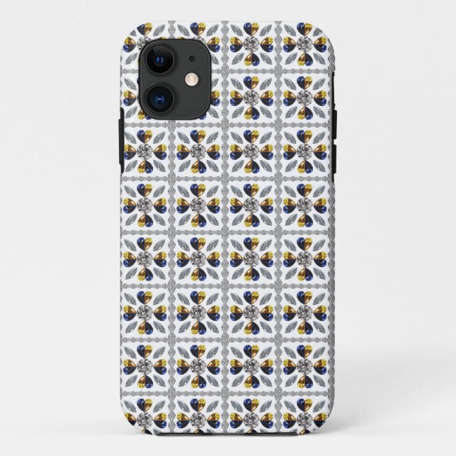 Unique Diamond Art, Yellow Blue in Heart Case-Mate iPhone Case (Back)
