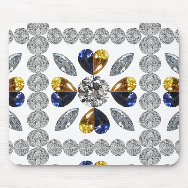 Unique Diamond Art, Yellow Blue in Heart Mouse Pad (Front)