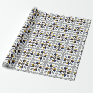 Unique Diamond Art, Yellow Blue in Heart Wrapping Paper