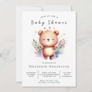 Unique Digital Bear Baby Shower Invitation
