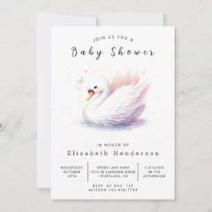 Unique Digital Swan Baby Shower Invitation