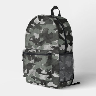 Unique Distressed Black and Grey Camo Pattern Printed Backpack