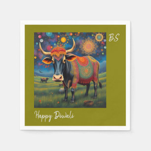 Unique Diwali Holy Cows in Disguise Art Napkin