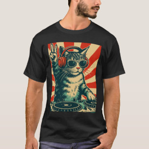 Unique DJ Cat Kitty T-shirt, Trendy Graphic T-shir T-Shirt