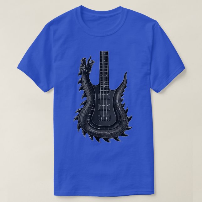 Unique Dragon Guitar Shirt For Men  Rock N Roll Ba (Design Front)