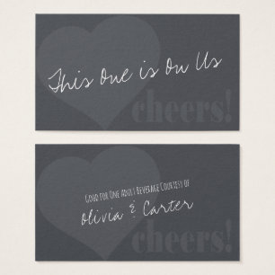 Unique Drink Tickets w/ Heart & Cheers on Grey