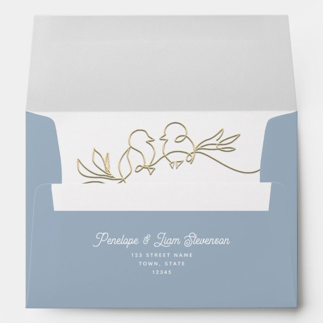 Unique Dusty Blue Wedding Envelope (Back (Bottom))