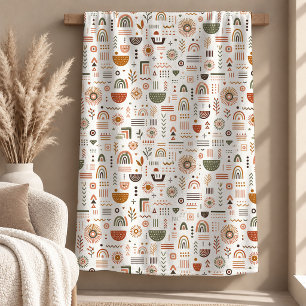 Unique Earthy Bohemian Rainbow Shapes Blanket