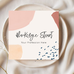 Unique Earthy Modern Abstract Painted Blush Square Business Card