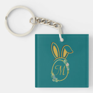 Unique Easter Bunny Monogram Key Ring
