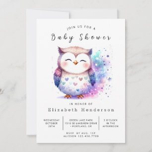 Unique Editable Owl Baby Shower Invitation