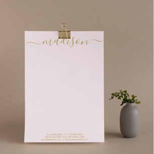 Unique Elegant Gold Handwritten Script Custom Letterhead