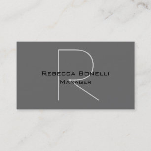 Unique Elegant Grey Monogram Manager Business Card