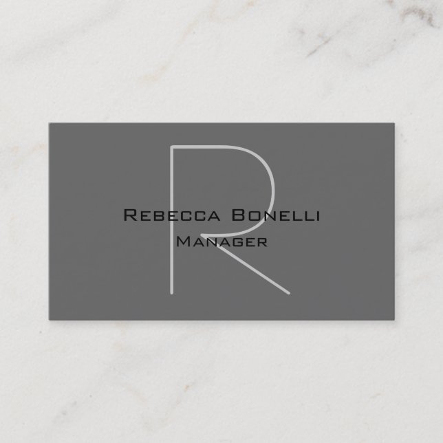 Unique Elegant Grey Monogram Manager Business Card (Front)