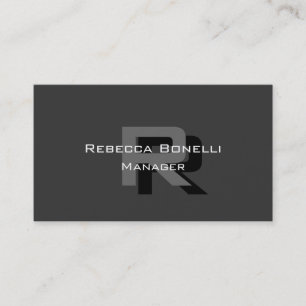 Unique Elegant Grey Monogram Manager Business Card