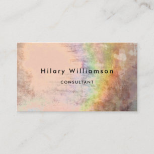 Unique Elegant Grunge Beige Holograph Rainbow Business Card