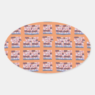 Unique Elegant Heart-Patterned Artwork for All Age Oval Sticker