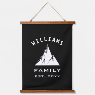 Unique Elegant Mountain Family Name Black White Hanging Tapestry