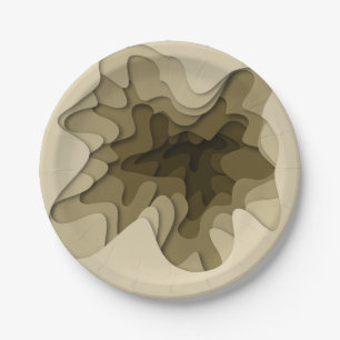 Unique Elegant Ombre Sepia Waves Party Paper Plate