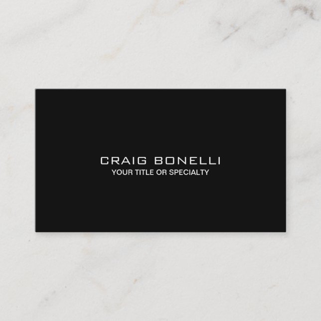 Unique Elegant Plain Black Grey Business Card (Front)