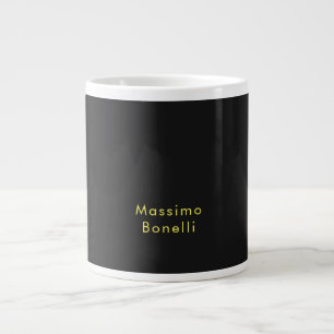 Unique Elegant Plain Black Yellow Special Name Large Coffee Mug