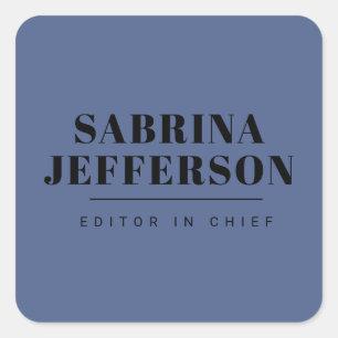 Unique Elegant Plain Simple Blue Black Square Sticker