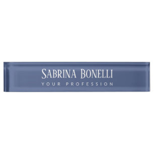 Unique Elegant Plain Simple Blue White Nameplate