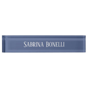 Unique Elegant Plain Simple Blue White Nameplate