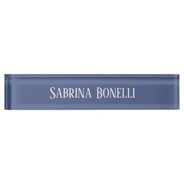 Unique Elegant Plain Simple Blue White Nameplate (Front)