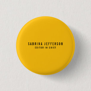 Unique Elegant Plain Simple Minimal Yellow Orange 3 Cm Round Badge