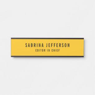 Unique Elegant Plain Simple Minimal Yellow Orange Door Sign