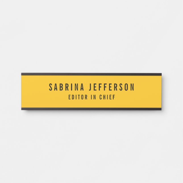 Unique Elegant Plain Simple Minimal Yellow Orange Door Sign (Front)