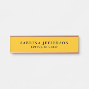 Unique Elegant Plain Simple Minimal Yellow Orange Door Sign
