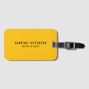 Unique Elegant Plain Simple Minimal Yellow Orange Luggage Tag