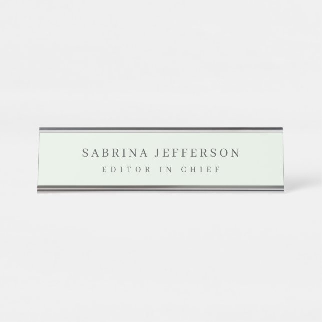 Unique Elegant Plain Simple Minimalist Desk Name Plate (Front)
