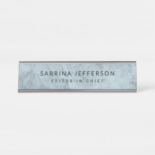 Unique Elegant Plain Simple Minimalist Light Blue Desk Name Plate