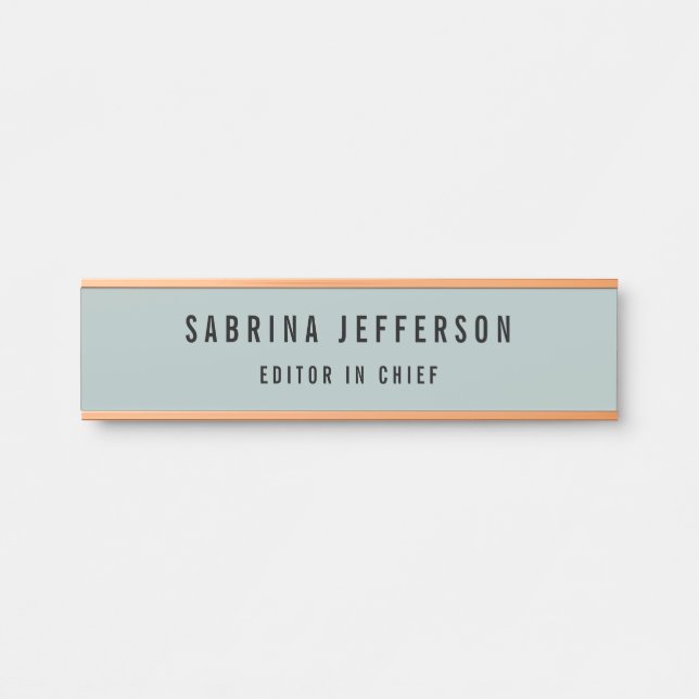 Unique Elegant Plain Simple Minimalist Light Blue Door Sign (Front)