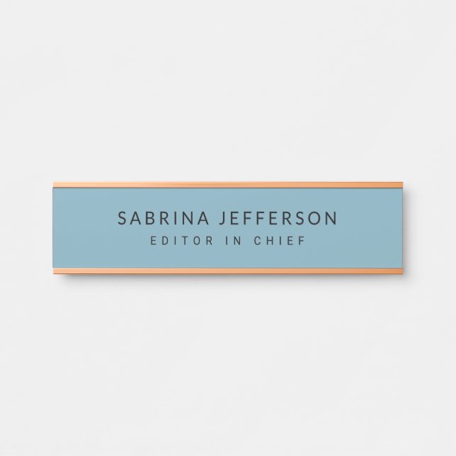 Unique Elegant Plain Simple Minimalist Light Blue Door Sign (Front)