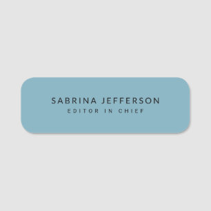 Unique Elegant Plain Simple Minimalist Light Blue Name Tag