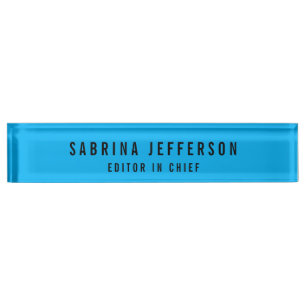 Unique Elegant Plain Simple Minimalist Light Blue Nameplate