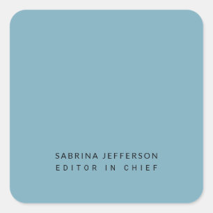 Unique Elegant Plain Simple Minimalist Light Blue Square Sticker