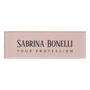 Unique Elegant Plain Simple Rose Gold Color Name Tag