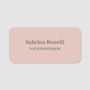 Unique Elegant Plain Simple Rose Gold Colour Name Tag