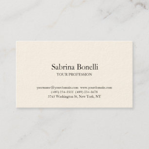 Unique Elegant Plain Simple Signature Cream Business Card