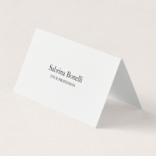 Unique Elegant Plain Simple White Business Card