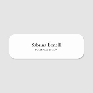 Unique Elegant Plain Simple White Name Tag