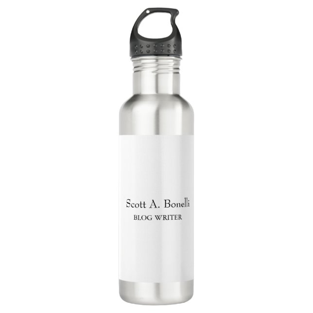 Unique Elegant Plain Simple White Special 710 Ml Water Bottle (Front)