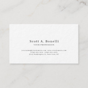 Unique Elegant Plain Simple White Special Business Card