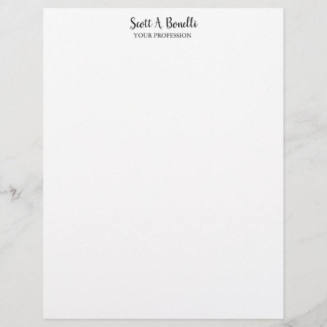 Unique Elegant Plain Simple White Special Custom Letterhead (Front)