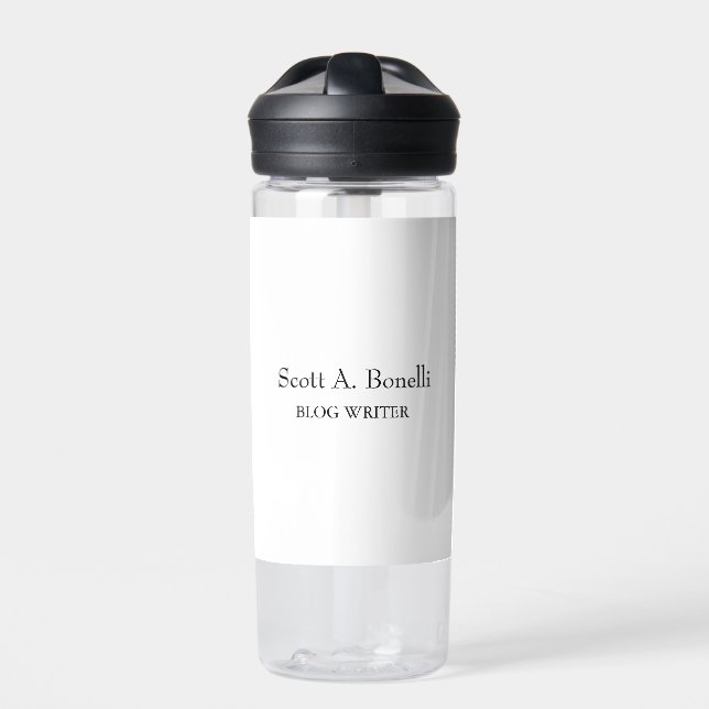 Unique Elegant Plain Simple White Special Water Bottle (Front)